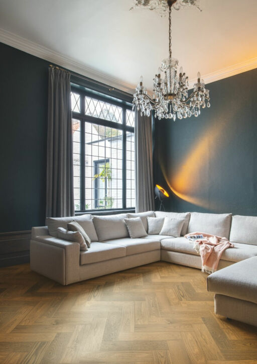 QuickStep Disegno Cinnamon Raw Oak Engineered Parquet Flooring, Extra Matt Lacquered, 145x13.5x580mm