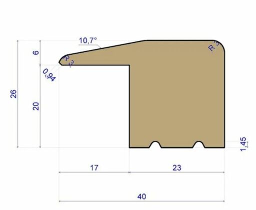 Traditions Solid Oak L-Shaped Threshold, Oiled, 20mm, 0.9m Image 2