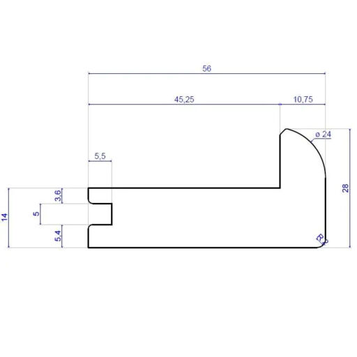 Tradition Solid Oak Stair Nosing, Unfinished 56x14mm, 2.7m Image 2