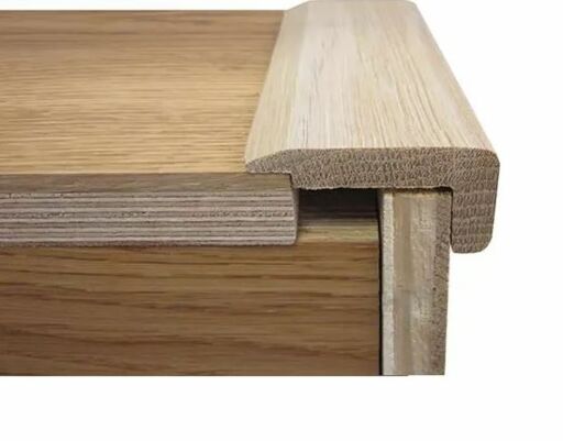 Tradition Solid Oak Universal Stair Nosing, Unfinished, 27x54.5mm, 2.7m